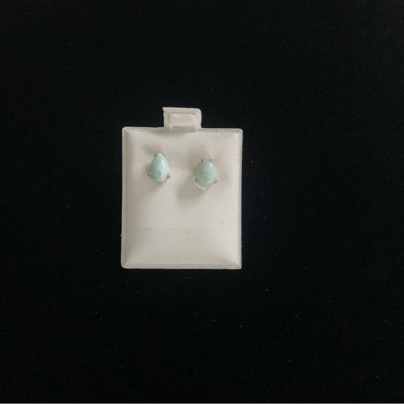Sterling silver One of a kind Larimar pear shaped earrings - Picture 7 of 8